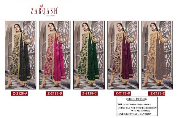 Zarqash Ziaaz Z 2128 Net Embroidery Pakistani Salwar Suits